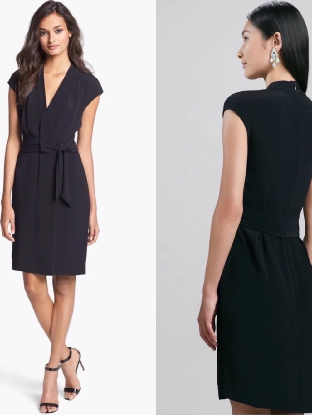 kate spade Black Cap-Sleeve Wrap Dress